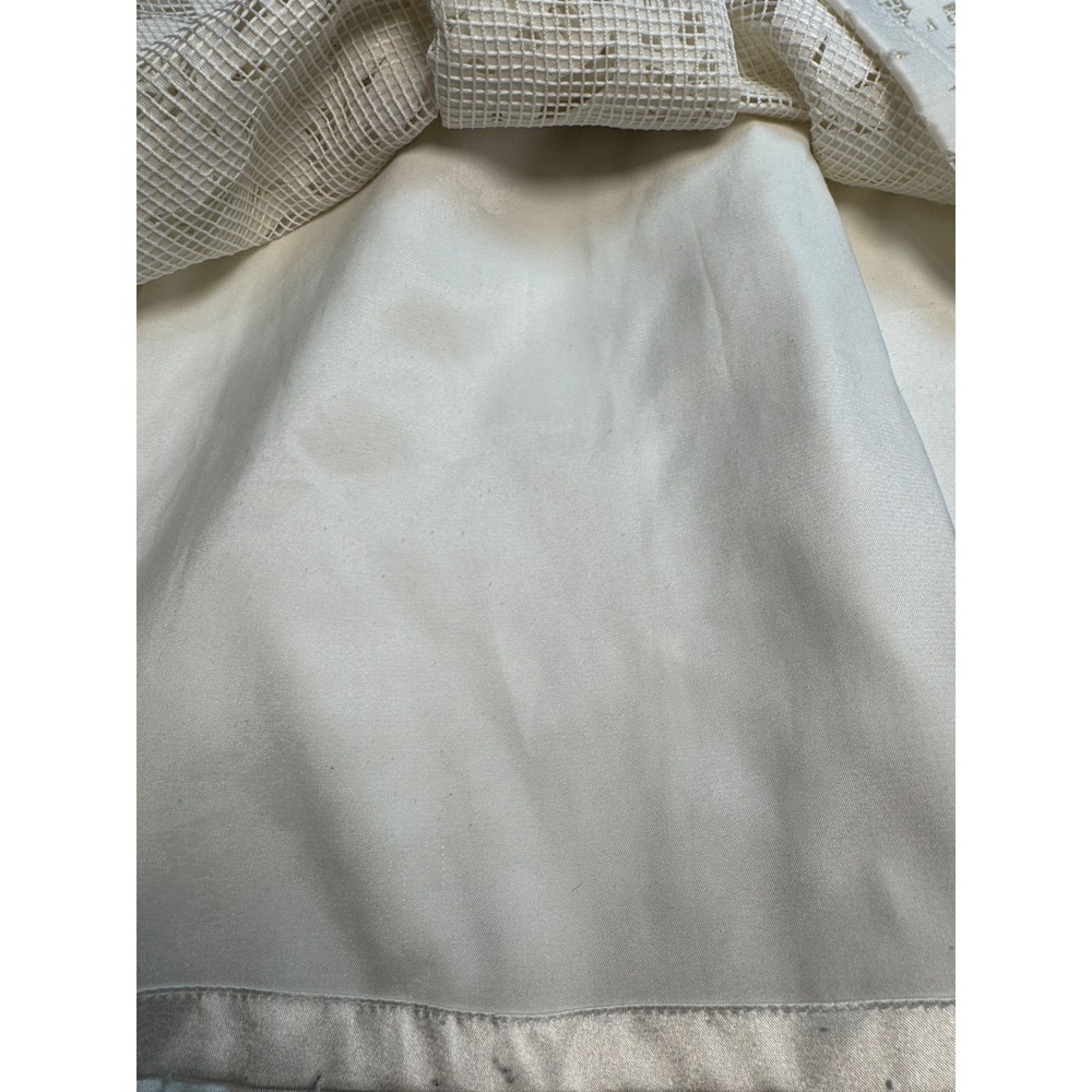 Tahari Women Skirt Size 10 White Laser Cut Eyelet Pleated Knee Length High Waist - Picture 7 of 9